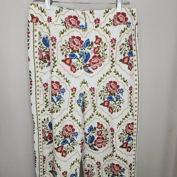 NWT Sezane X Farm Rio Tiago Crop Linen Blend Pant Romantic Garden 42/US Size 10 - Picture 8 of 16